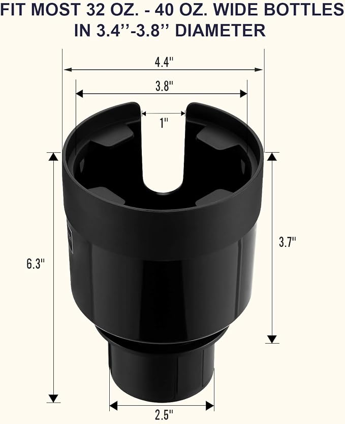 2 Pack Car Cup Holder Expander Organizer Adjustable Base, Compatible with Yeti 20/26/30 oz, Hydro Flasks 32/40oz, Nalgenes 30/32/38/48 oz, Other Bottles in 3.4"-3.8" (Black and Silver)