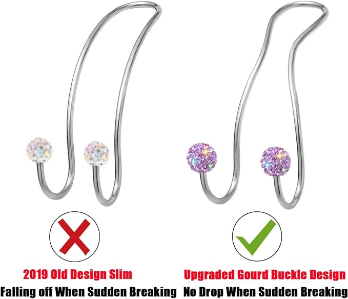 Bling Purse Hook for Car Headrest, Upgraded Cute Car Seat Hooks for Bag Handbag, Durable Stainless Auto Purse Hanger Holder 2 Pack, Light Purple