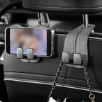 2 Pack Leather Car Headrest Hooks Grey Purse Bag Storage Holders for Car Seats