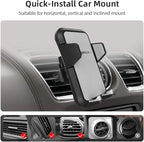 Universal Portable Smartphone Holder for Car, Air Vent Mount, 360° Rotation, Easy to Install, One-Handed Release, Adjustable and Secure, Grey