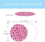 Leopard Print Steering Wheel Cover Anti-Slip Universal for 14.5-15 Inch Car Steering Wheel Cover with 2 Pieces Car Coasters Suitable for Men Women