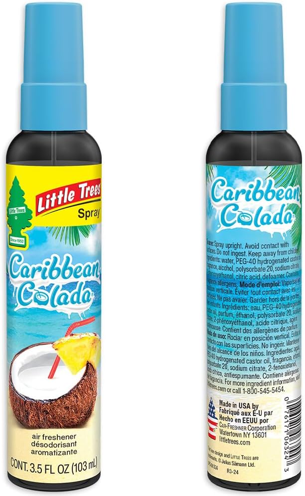 Car Air Freshener | Spray Provides a Long-Lasting Scent for Auto or Home | On-the-go Freshness | Caribbean Colada, 6 Air Fresheners