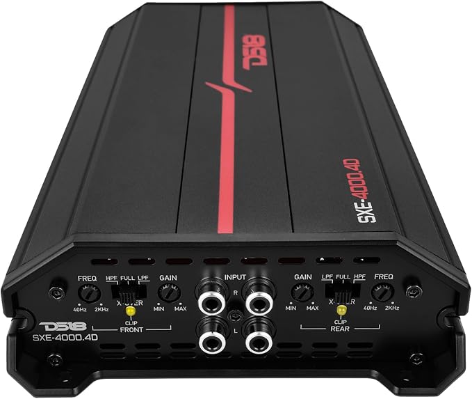 SXE-4000.4D/BK Car Amplifier Stereo Full-Range Class D 4-Channel 275x4 RMS @4 OHM 4000 Watts - Powerful and Compact Amp for Speakers in Car Audio System