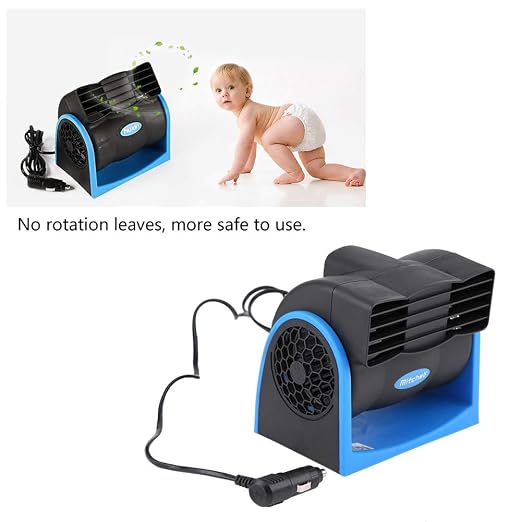 12V Car Auto Cooling Fan, 6.5 x 5.1inch Car Fans Car Vehicle Electric Cooling Fan 2 Speed Auto Mini Adjustable Speed Cooling Air Fan, Cable Length 5.2ft