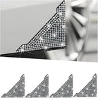 Bling Car Door Corner Edge Guard, 4PCS Anti-Collision Crystal Rhinestone Vehicle Door Edge Bumper Protector Sticker, Automotive Decorative Accessories, Universal for SUV Truck Sedan (White)
