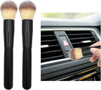 2 PCS Car Detailing Brush, Curved Soft Bristles Auto Removal Dust Collectors, Universal Vehicle Dashboard, Air Conditioner Vents etc Interior Cleaning Tool Accessory (Long-Beige)