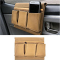 Car Window Armrest Storage Box, Leather Automotive Side Door Arm Rest Pad Organizer with Multiple Pocket, Multifunctional Vehicle Armrest Elbow Pad Storage Bag, Universal Fit (Beige)