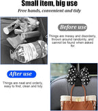 2PCS Car Seat Headrest Hook, Cute Bow Backseat Hanger Holder for Purse Bag Handbag Coat, Auto Interior Seat Back Grocery Storage Organizer Hook, Universal for Vehicles (Black Polka Dots)