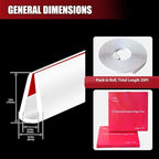 Rubber Edge Trim, Flexible Baby Proof Edge Trim for Sharp Edge, 3/16" U Channel Edge Protector, Self Adhesive Edge Guards for Plywood, Glass, Flexi-Glass, 20Ft, White, Silicone Material