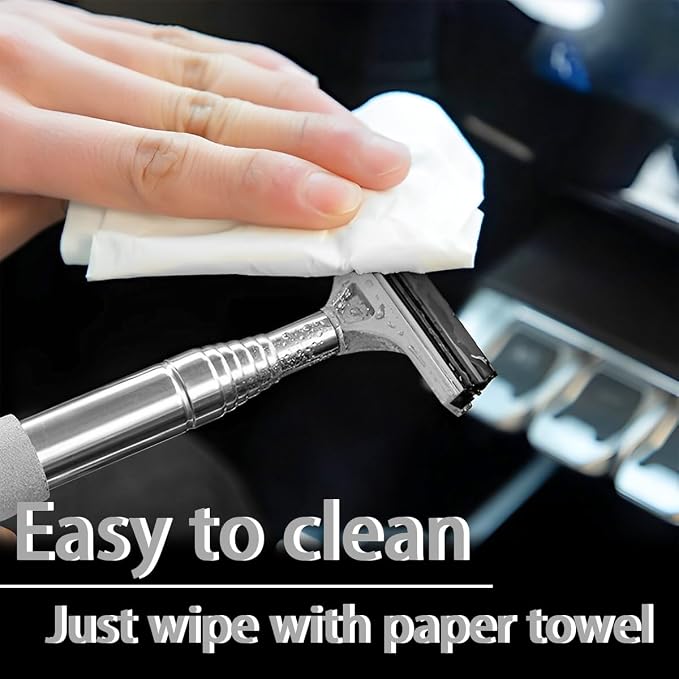 Car Rearview Mirror Wiper, Retractable Auto Glass Squeegee, Water Cleaner with Telescopic Long Rod, Portable Cleaning Tool for All Vehicles, Universal Automotive Accessories (Grey)