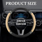 Bling Soft Leather Steering Wheel Cover, Steering Wheel Protector, 15 Inch Rhinestones Car Elastic Protector with Crystal Diamond for Women Girls, Car Accessory for Vehicles (Beige)