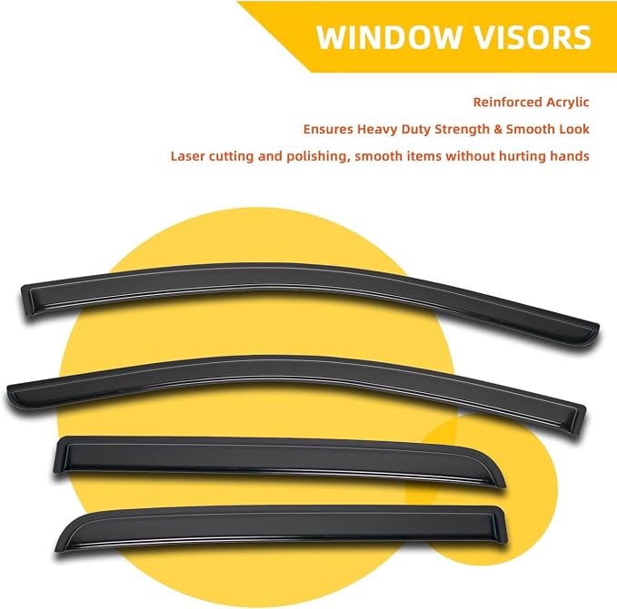 Window Visor Rain Guards Compatible with 2016-2020 Nissan Titan/Titan XD Crew Cab with 4 Full Size Doors Window Wind Deflectors Vent Visors Shades for Truck Accessories Tape-On(No-Drill)