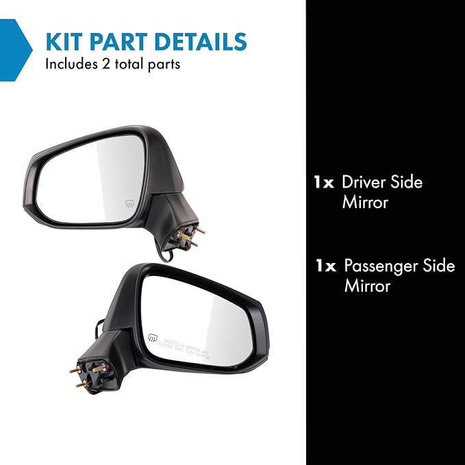 Driver & Passenger Side Power Heated Mirror Set Textured Black Compatible with 2022-2023 Toyota Corolla Cross TO1320429 TO1321429