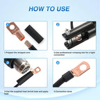 150PCS Copper Wire Lugs and Heat Shrink Tubing 2 4 6 8 10 AWG Heavy Duty Battery Terminal Crimp Connectors 70 PCS 80 3:1 Heatshrink Assortment Kit