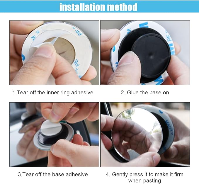 Fan Shape Blind Spot Car Mirror - 2" Frameless HD Glass Convex Mirror - 360 Degree Wide Angle Rear View Mirror Side Mirror with Adjustable Stick for Car SUV Truck (Fan/2PCS)
