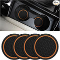 Mandark 4PCS Car Cup Holder Coasters, 2.75 Inch Non-Slip Insert Water Bottle Holder Pads, Dustproof Automotive Interior Accessories Mat, Universal for Vehicles, Trucks, RVs and More (Black/Orange)