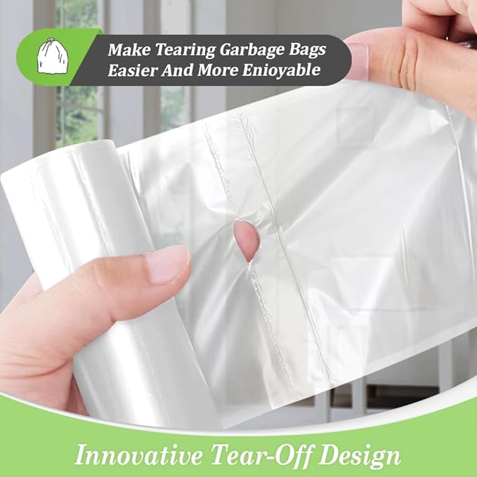 4 Gallon 330 Counts Small Clear Trash Bags Garbage Bags by, Bathroom Trash Can Bin Liners, Small Plastic Bags for home office kitchen, fit 12-15 Liter, 3,3.5,4.5 Gal, Clear
