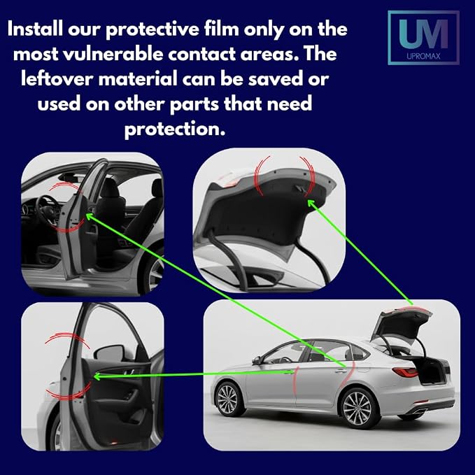 Door Edge Paint Protection Film, Car Door Handle Cup, Scotch Guard, Mini Knife, Squeege Cloth PPF Precut, Universal Fit, Protector, SelfHealing Scratch (Door Edge/Clear/4-Doors)