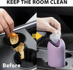 Car Trash Can with Lid, Silicone Leakproof Mini Round Vehicle Garbage Bin for Cup Holder, Portable Automotive Interior Waste Storage & Organizers Accessories, Universal Fit (Purple)