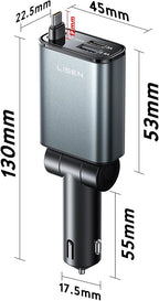Car Charger USB C Fast Charge, [Single-Port] Retractable Car Charger USB C, RV Power Adapters for Women Men Phone Type C Charging for iPhone 17 Pro Max 16 15 Samsung S26 S25, MacBook Neo