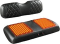 NOKINS Heated Golf Cart Seat Covers Kit - 3-Speed Heating, 5-Min Quick Warm-Up, 12V Power with Converter, Black and Black Stitching (Fits EZGO TXT 1994-2013/EZGO RXV OEM Standard Front Seat Cushion)