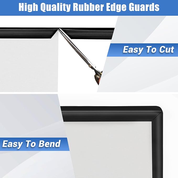 Slimline Cabinet Door Edge Protector, 3/4" Self Adhesive Peel and Stick Rubber Edge Guards, Flexible U Shaped Strips for Kitchen & Garbage Drawer Fronts, Edge Trims for Desks and Shelfves, Black, 10Ft