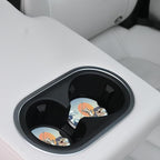 Car Coasters Pack of 2,Absorbent Ceramic Car Coasters Set for Women/Men,Drink Cup Holder Coasters,with A Finger Notch for Easy Removal(Cat and Dinosaur)