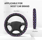 Purple Butterfly Steering Wheel Cover 15 Inch with 2 Pieces Car Coaster | Anti-Slip Breathable Universal for Car Steering Wheel Covers Suitable for Men Women