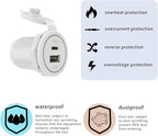 RV USB C Socket Input 12V/24V Fast CHERGER Waterproof with Cap Type C USB Car Charger Socket for Car, Boat, Golf Cart, Bus, RV, Golf, Automotive Marine ATV Truck