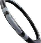 Sporty Two Tone Ergonomic Grip Steering Wheel Cover - Carbon Fiber Grip for Standard Size Wheels 14.5-15 inch Gray/Black