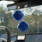 Fuzzy Plush Dice for Car Mirror, Pair of Retro 3” Dark Blue Dice with White Dots for Car Interior Hanging Ornament Decoration (Dark Blue)