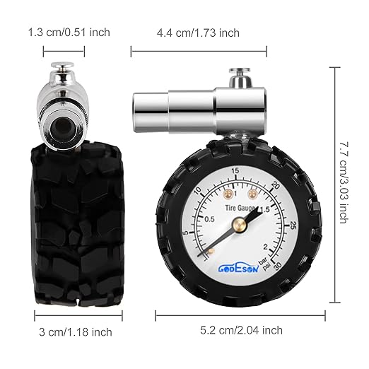 Presta Valve Gauge,Presta Valve Tire Pressure Gauge with Bicycle Air Pressure Relief Range to 0-30PSI /0-2BAR, Perfect for Mountain Bicycle Fat Tires