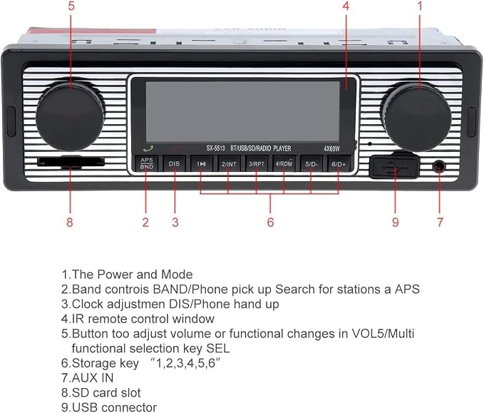 12V Bluetooth Car Radio MP3 Player Vehicle Stereo Audio Support FM/USB/SD/AUX with Remote Control