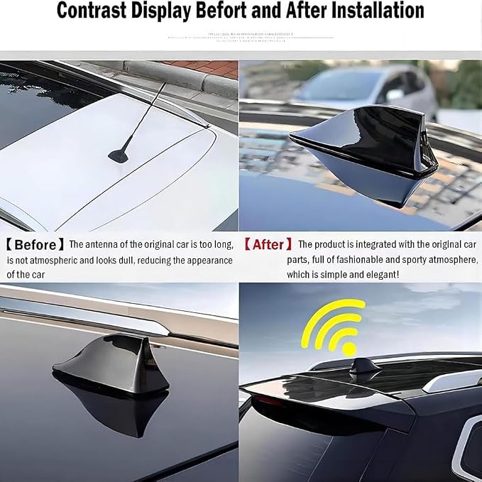 Car Shark Fin Antenna Cover for Chrysler 200 300 300M 300 Touring 1998-2025, Roof Mount Decorative Antenna Cap Vehicle Shark Fin Shape Cover Replacement with Adhesive Tape,Grey