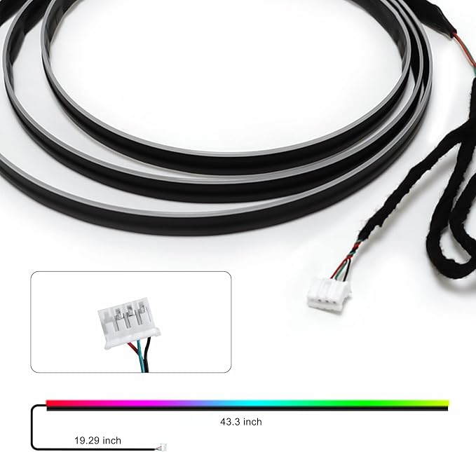 Dreamcolor Acrylic Interior Car LED Strip Light 43-inch, Fits Dreamcolor Main Controller and Sub-Controller Kit (Not Included)