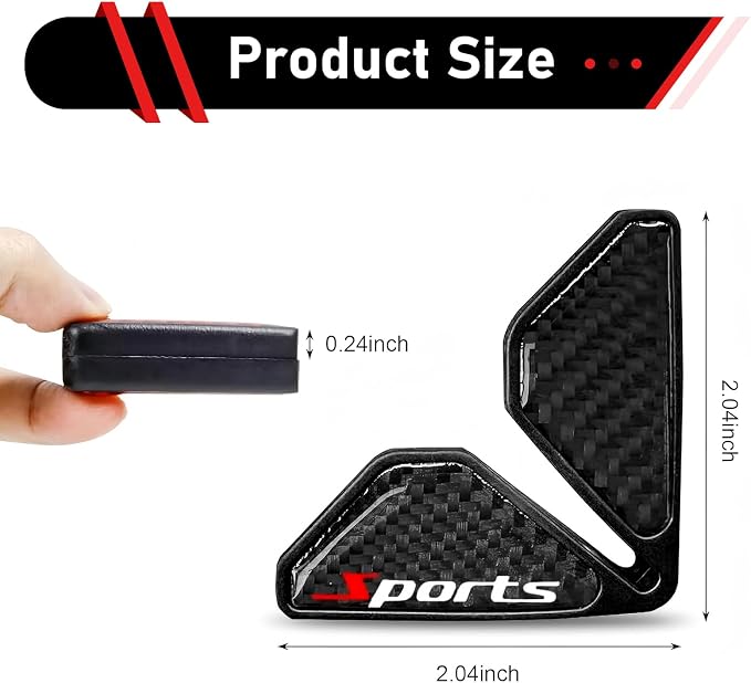 2 PCS Car Door Corner Edge Guards, Thickened PVC Anti-collision Door Corner Protector, Carbon Fiber "Sports" Label Decorative Cover, Self-adhesive Exterior Accessory for Cars (Black)