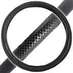 Sporty Two Tone Ergonomic Grip Steering Wheel Cover - Massaging Gel Grip for Standard Size Wheels 14.5-15 inch Black/Black