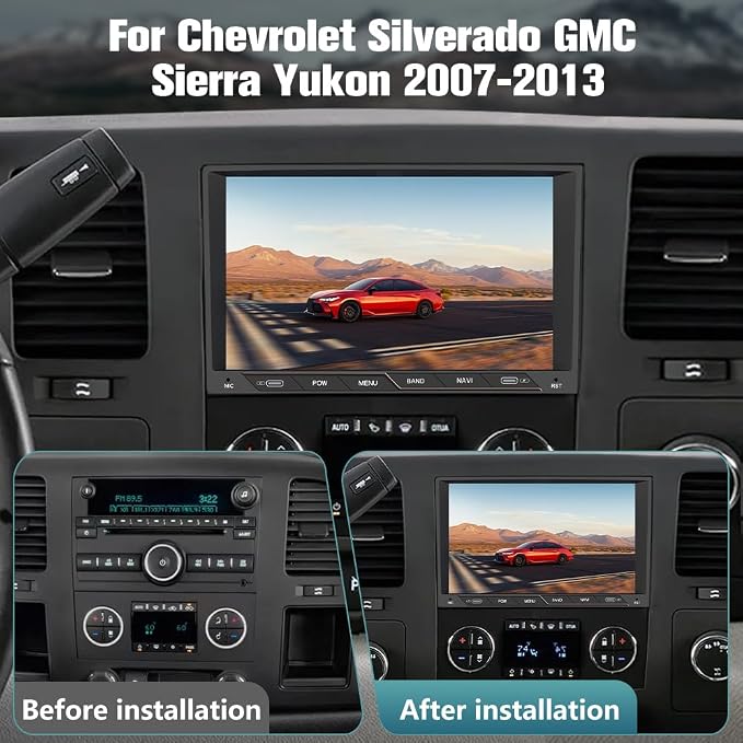 Android 13 Car Radio Stereo for Chevrolet Silverado GMC Sierra Yukon 2007-2013 with 2G RAM 64G ROM CarPlay Android Auto Bluetooth GPS