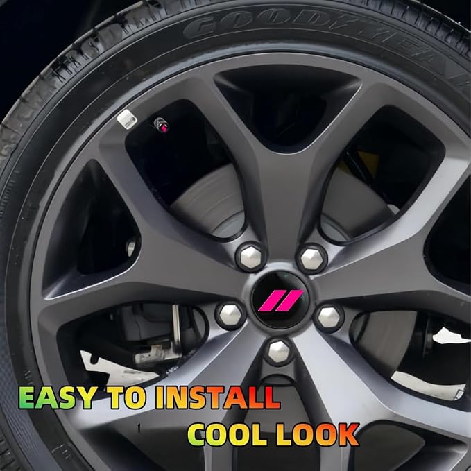 4pcs Wheel Center Cap 63mm/2.5 inches Slash Covers Hub Cap Compatible with Dodge Charger Challenger Durango Hornet Dart R/T SRT Magnum Nitro Journey Caliber Avenger and Ram (Pink)