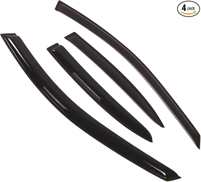 Outside Mount Window Vent Visors Rain Guards Compatible with Kia Rio 2000-2005 | Side Window Wind Deflectors Rain Shields | Smoke Tinted, 4 Pcs Set, DGWV-280