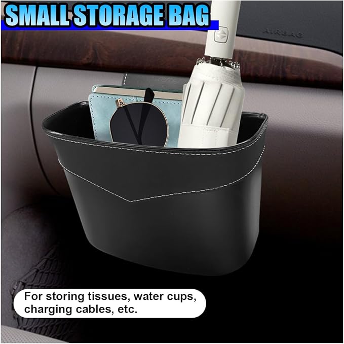 Mini Car Trash Can - Leak-Proof Hanging Car Garbage Can Auto Trash Bag Organizer - Small Garbage Bin Container Vehicle Glove Box Storage Accessories for Cars Home Office (GloveBox)