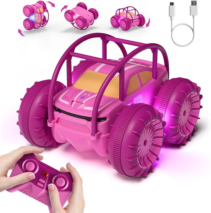 Amphibious Remote Control Car,Rechargeable RC Cars Toy 360° Flips Rotation Stunt Crawler 15KM/H 4WD All Terrain Outdoor Indoor Toy for Kids Boys Girls 3-12