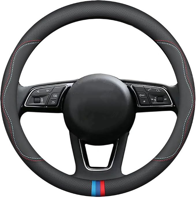 New Nappa Leather car Steering Wheel Cover, Universal 15 inch Black
