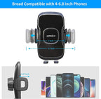 14'' Gooseneck Car Phone Holder,Heavy Duty Phone Holder for Truck, [Flexibile Long Arm] [Anti Shake stabilizer] Windshield Car Phone Mount Suction Cup,Fit for iPhone, Samsung (Mirror Black)