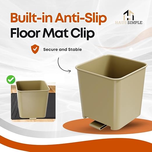 Car Trash Can Waterproof Vehicle Garbage Bin, Leakproof Anti Slip Floor Mat Clip Trash Bag Holder for Car, Truck, SUV, Van Portable Auto Trash Container with Stability Clips (Mocha, Small)