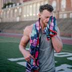 Athletic Running Towel, Full-Sized, Car Seat Cover - Moisture Wicking (Flamingos)