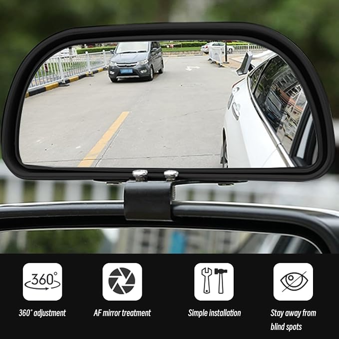 Mandark 2PCS Car Blind Spot Mirror, Rectangle HD Glass Convex Vehicle Rearview Mirror, Wide Angle Adjustible Auto Exterior Blindspot Side View Mirror, Universal for SUV, Sedan, Truck (Black)