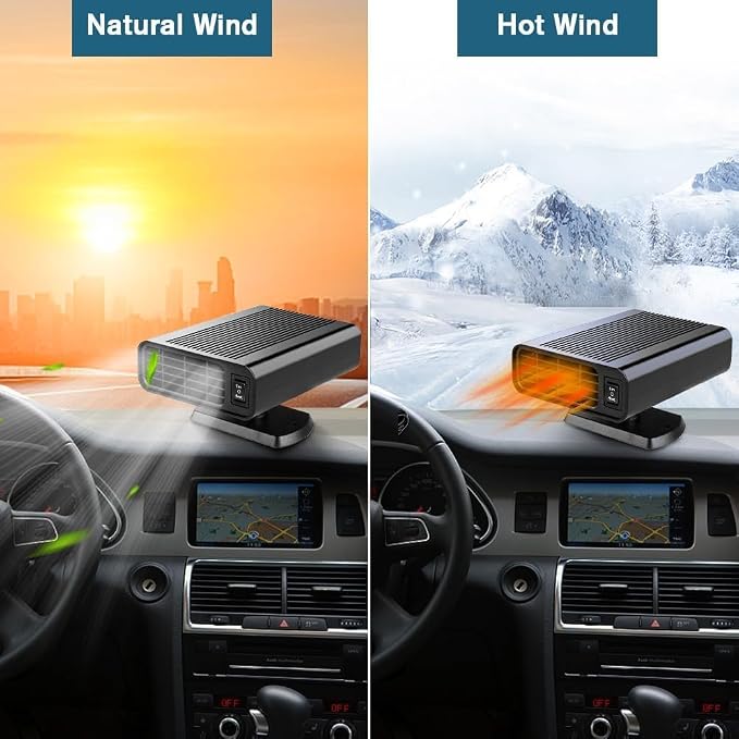 12V 150W Dual Use Car Cooling Heater Fan, Summer Quick Vehicle Cool Down Air Fan, Winter Windshield Defogger Defroster Portable Auto Fan Fit All Sedans Trucks SUVs