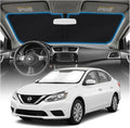 for Nissan Sentra 2014-2019 Sun Shade Windshield Cover - Custom Fit Sentra Accessories 2014-2019 Sunshade Foldable UV Protection & Heat Shield Sun Visor Accessories
