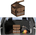 Car Trunk Organizer, Multi-Compartment Collapsible Vehicle Cargo Storage Organizer with Lid, Non Slip Waterproof Storage Box with Reinforced Handles, Universal Automotive Accessories (Coffee)